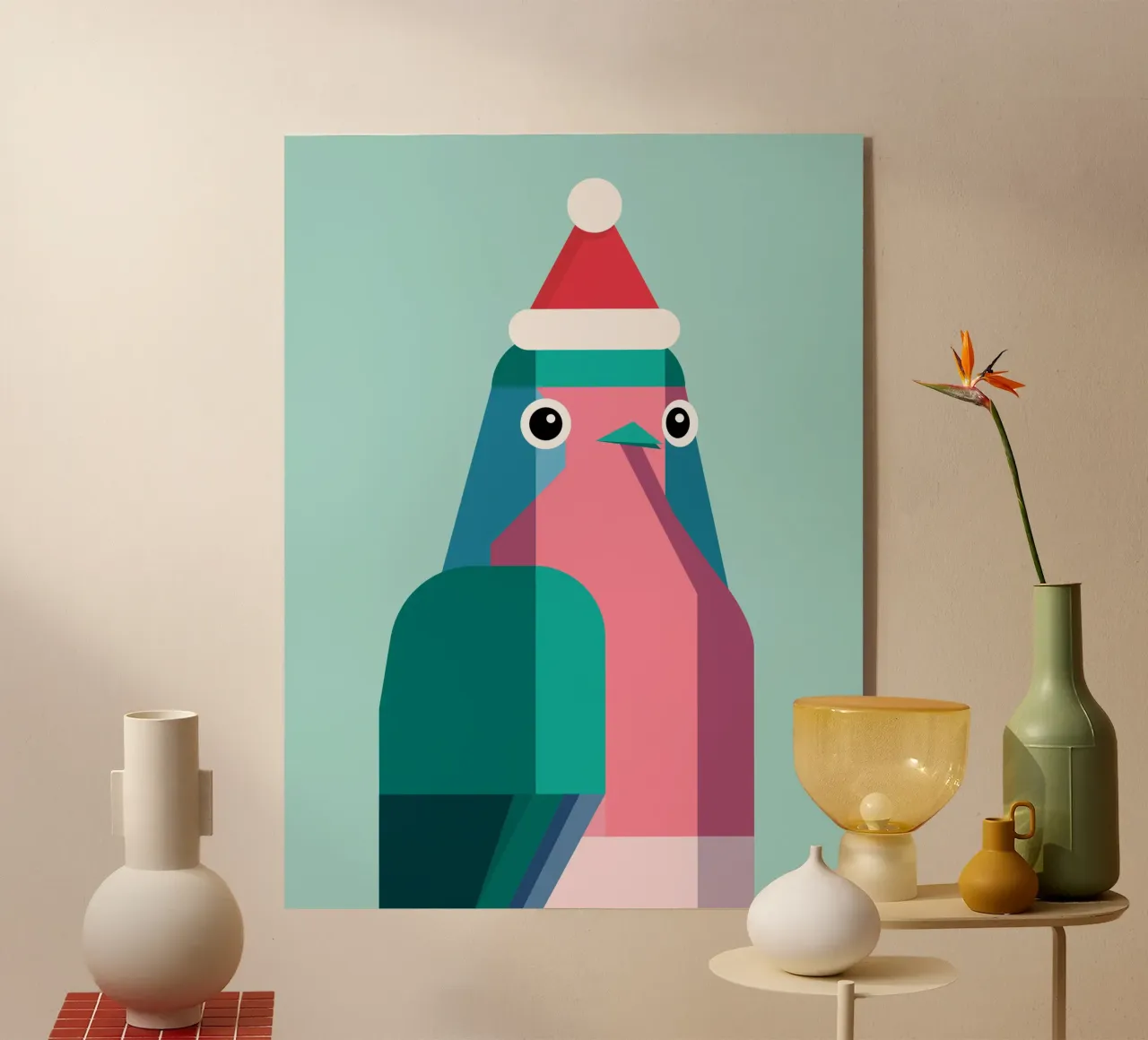 Rotkehlchen in Weihnachtsmüzte plexiglass da DARIA IVANOVNA