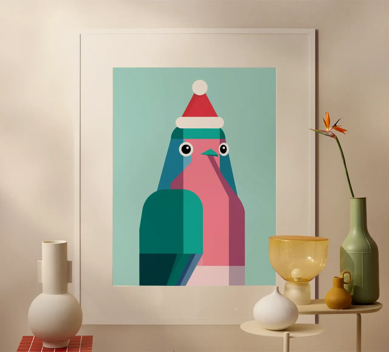Rotkehlchen in Weihnachtsmüzte carta hahnemühle da DARIA IVANOVNA