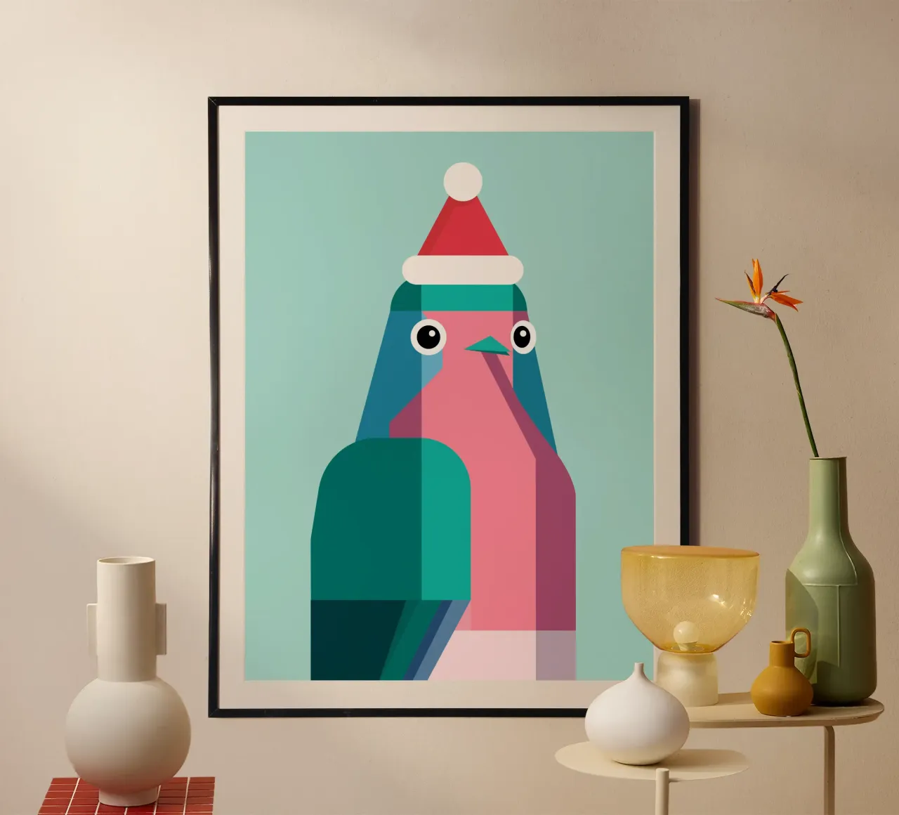 Rotkehlchen in Weihnachtsmüzte carta hahnemühle da DARIA IVANOVNA