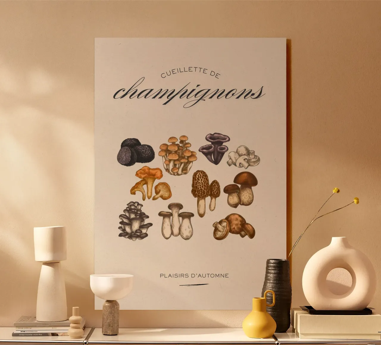 Cueillette de champignons acrylic glass by Idées & Création