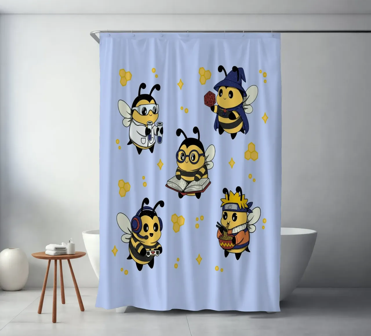 Nerdy Bees Kader Duschvorhang von Loobs