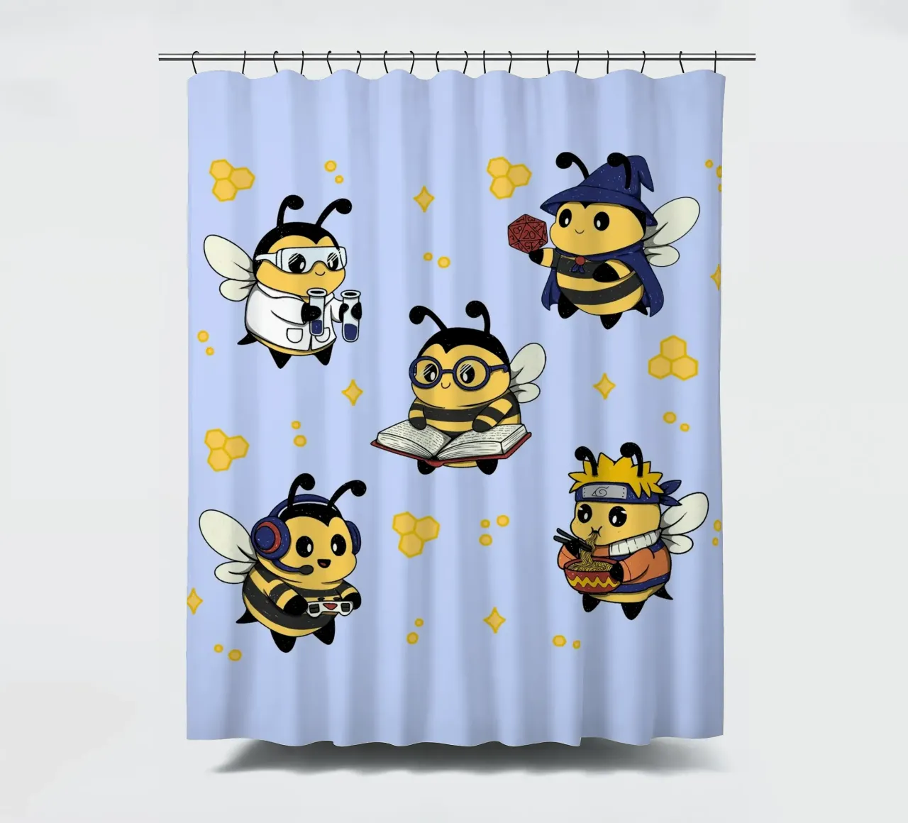 Nerdy Bees Kader Duschvorhang von Loobs
