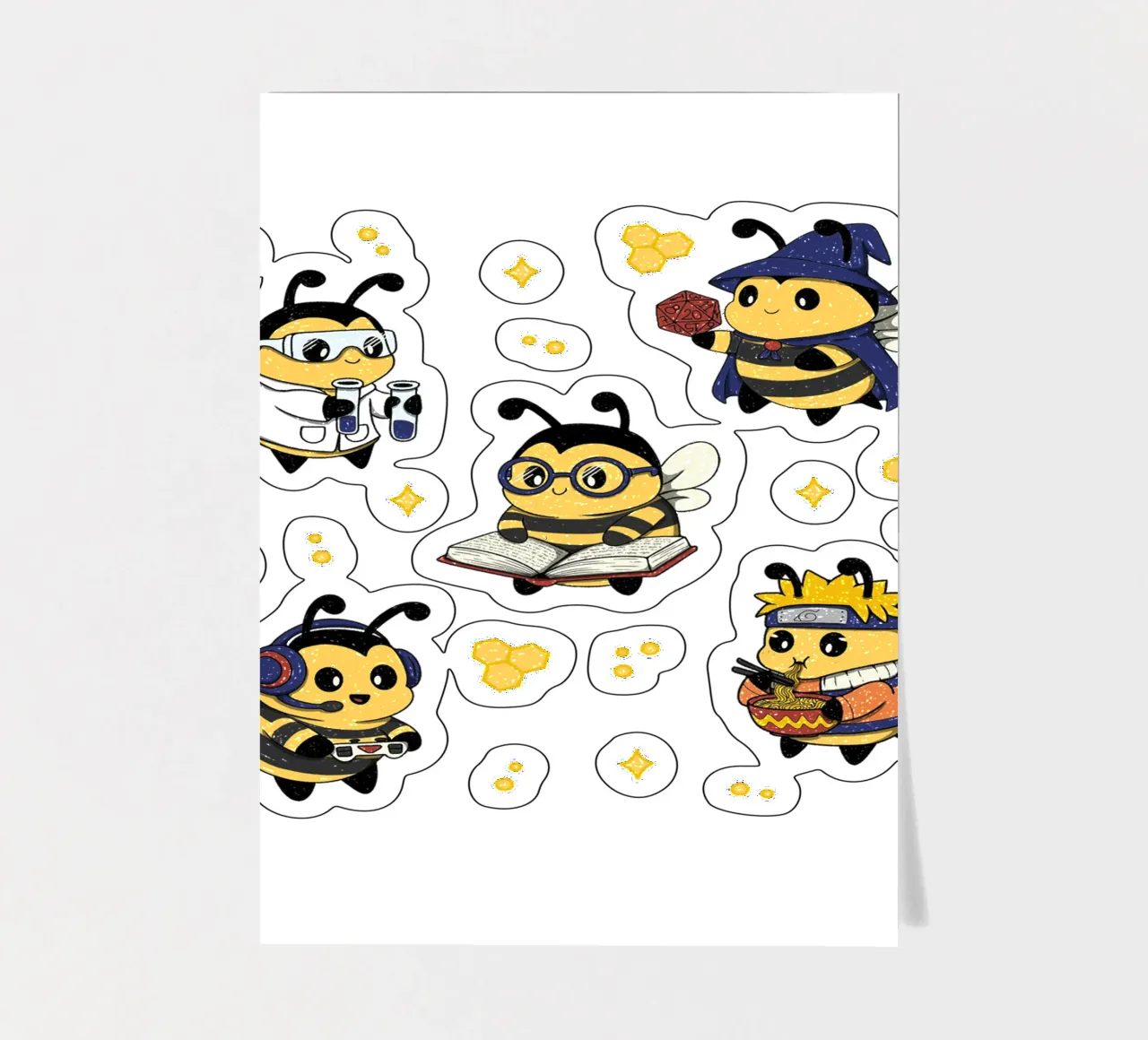 Squadra di api nerd foglio adesivo da Loobs