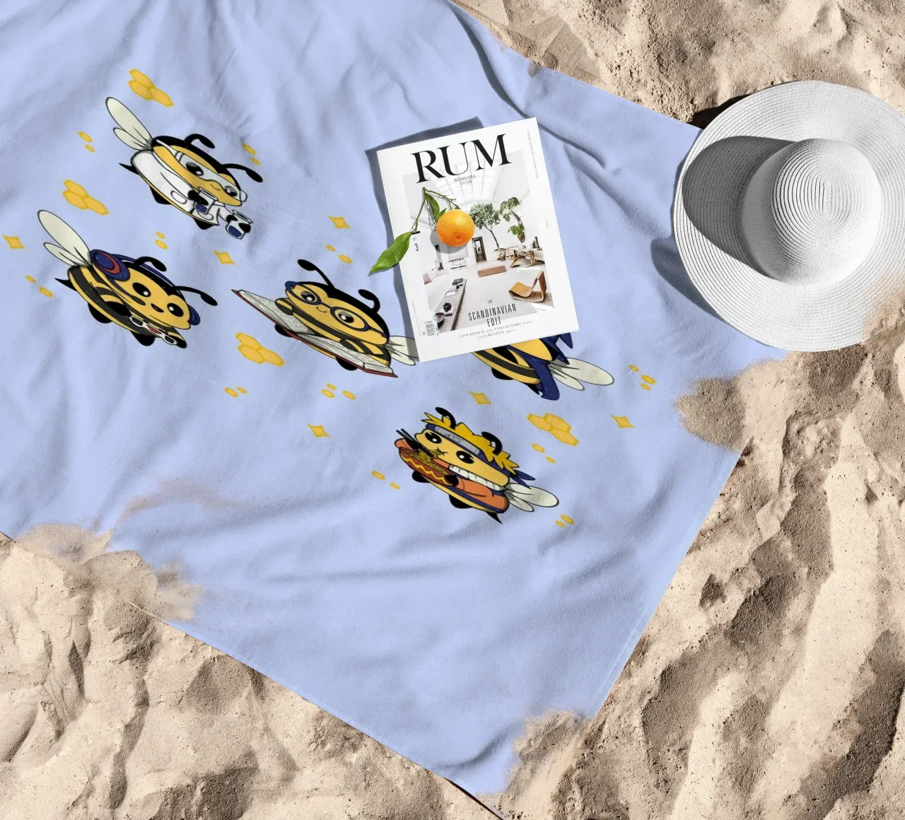 Nerdy Bees Squad beach towel by Loobs