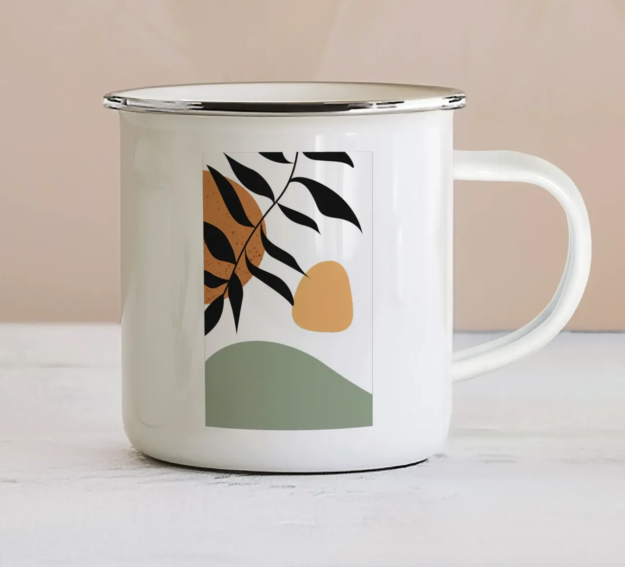 Abstracte natuur collectie emaille mok van BasicShopByBell