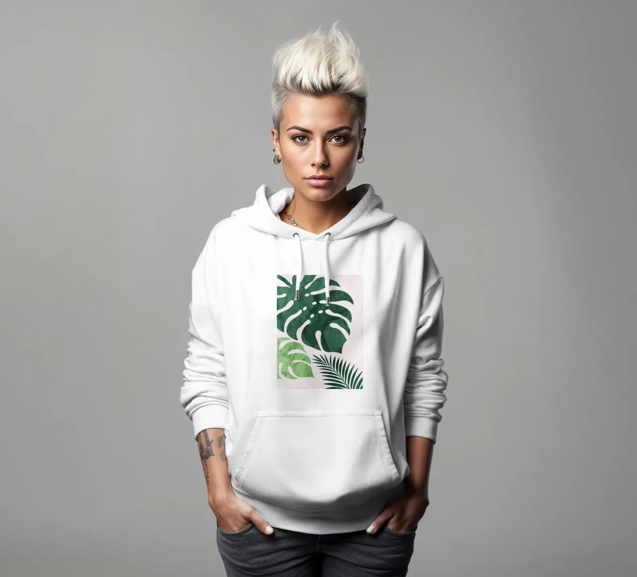 FLOREALE BOTANICO TROPICALE felpa con cappuccio da BasicShopByBell