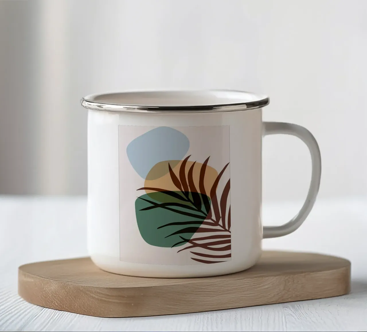 Botanische abstracte vormen emaille mok van BasicShopByBell