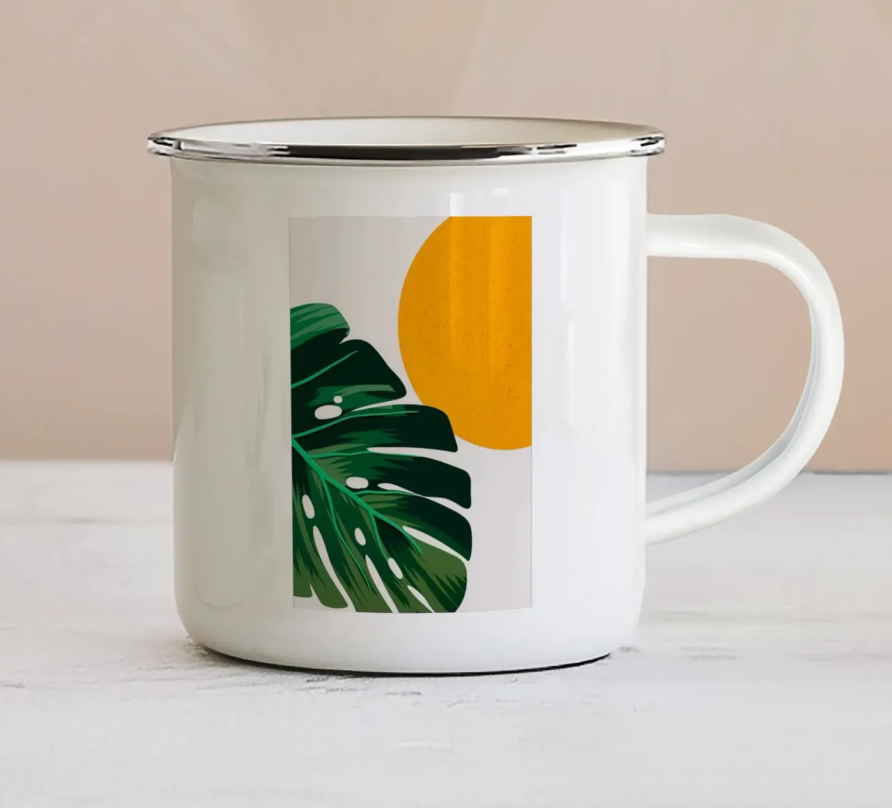 Boho abstract emaille mok van BasicShopByBell