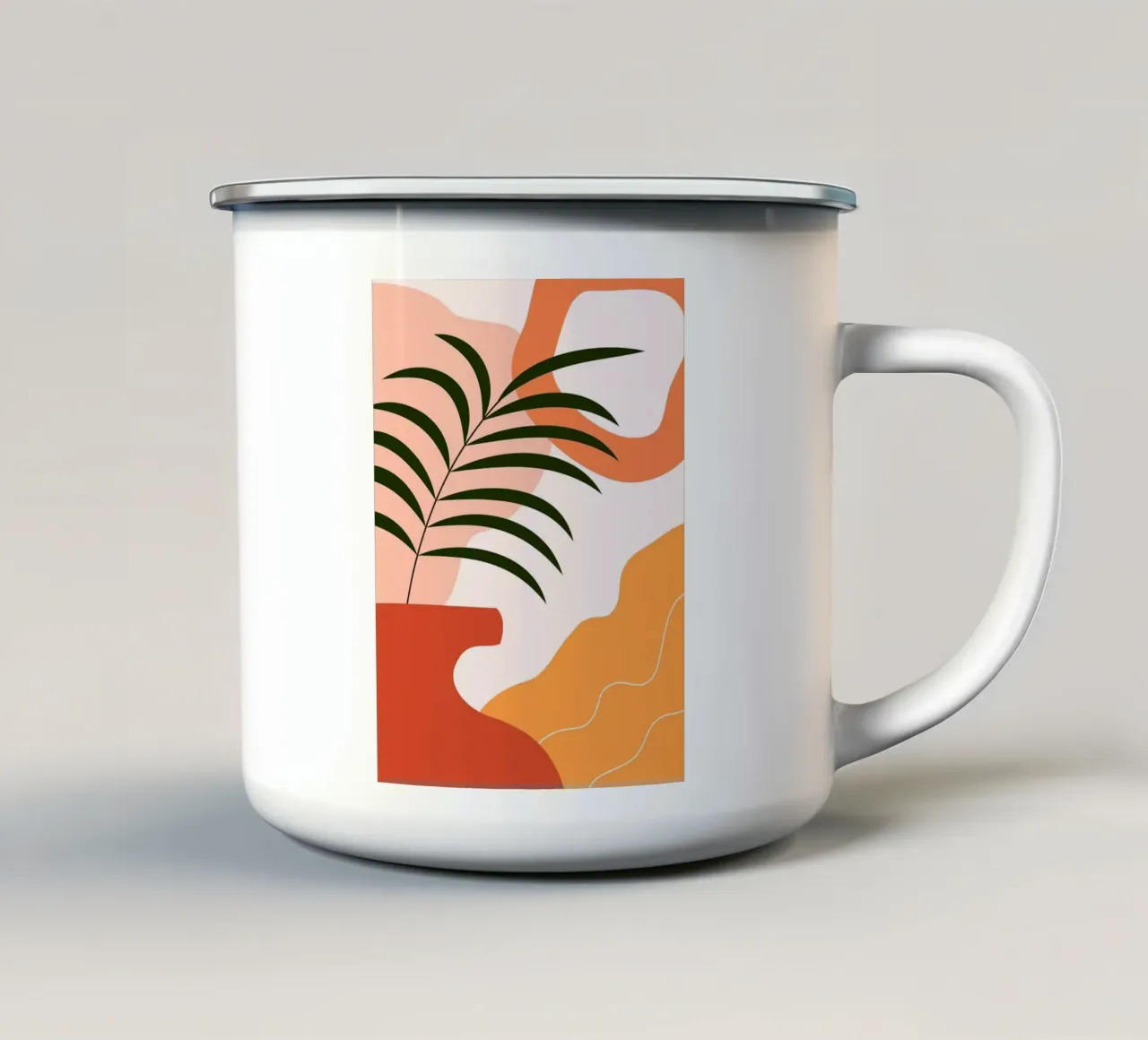 Vaso astratto di foglie di palma tazza in smalto da BasicShopByBell