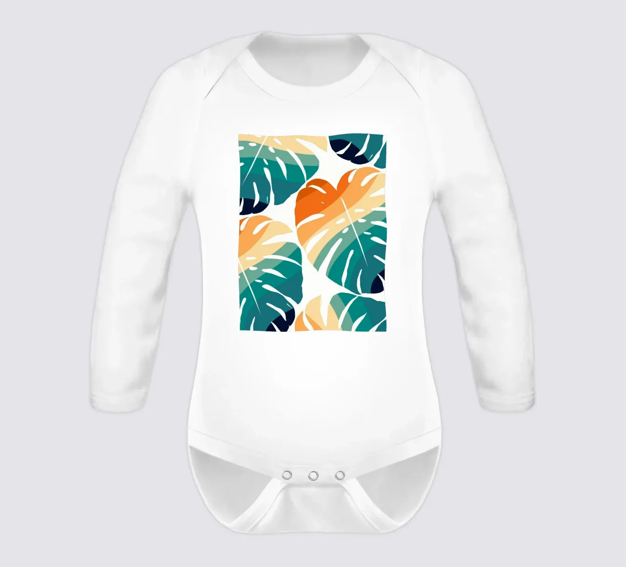 Monstera Retro Pattern body neonato maniche lunghe da BasicShopByBell