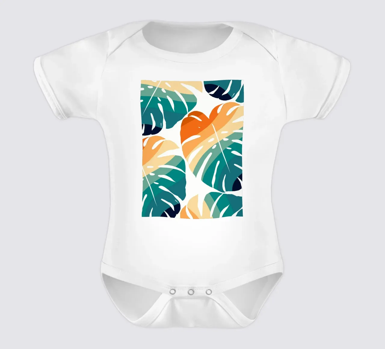 Monstera Retro Pattern body neonato maniche corte da BasicShopByBell