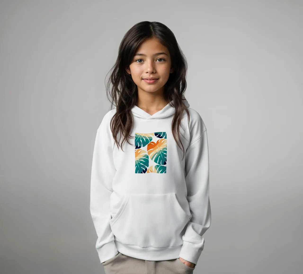 Monstera Retro Pattern felpa bambino con cappuccio da BasicShopByBell