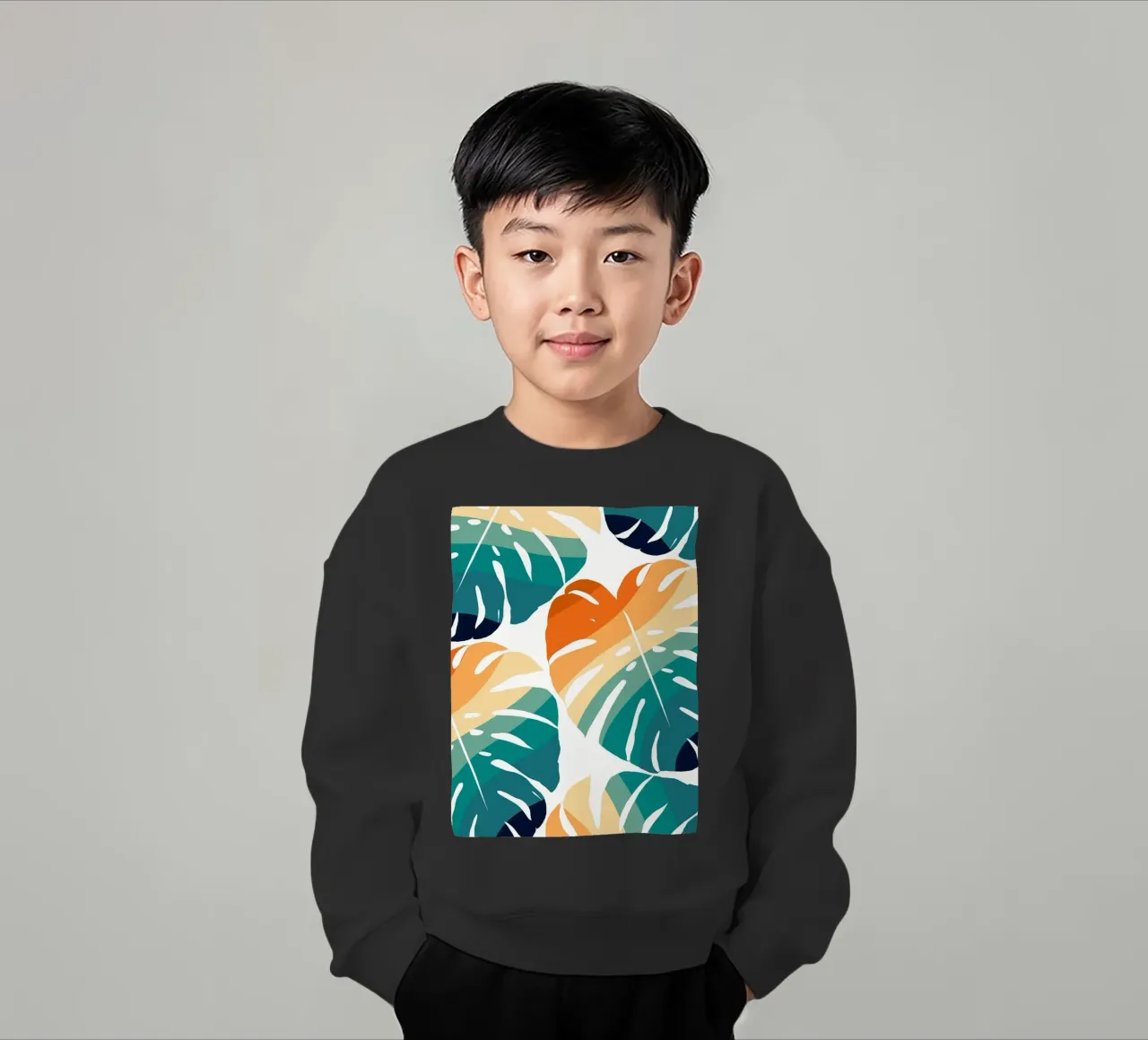 Monstera Retro Pattern felpa bambino da BasicShopByBell