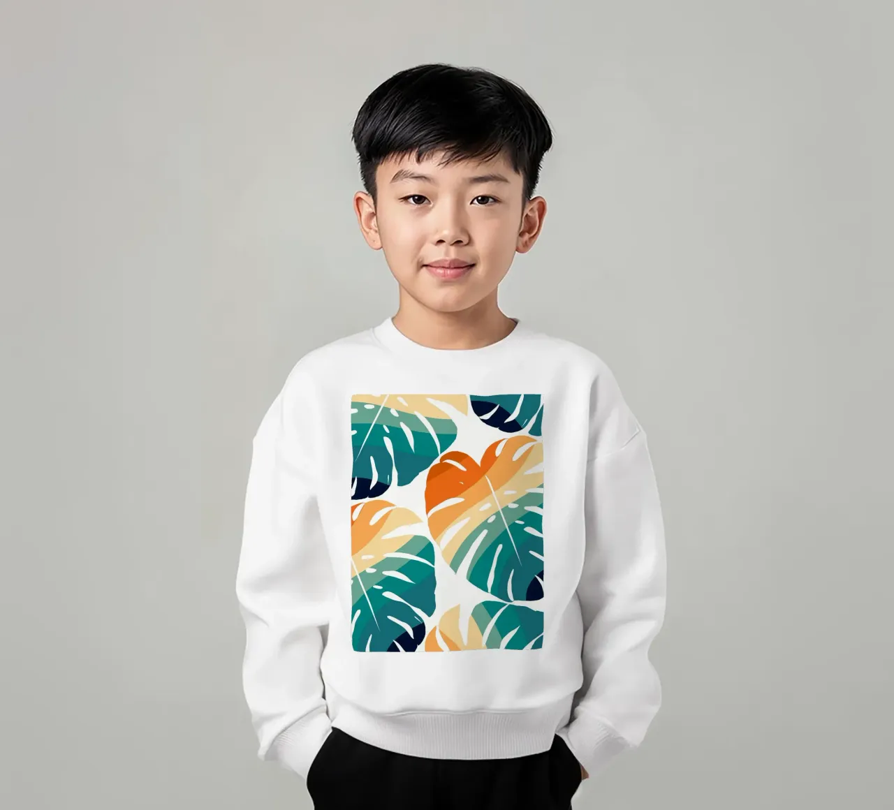 Monstera Retro Pattern felpa bambino da BasicShopByBell