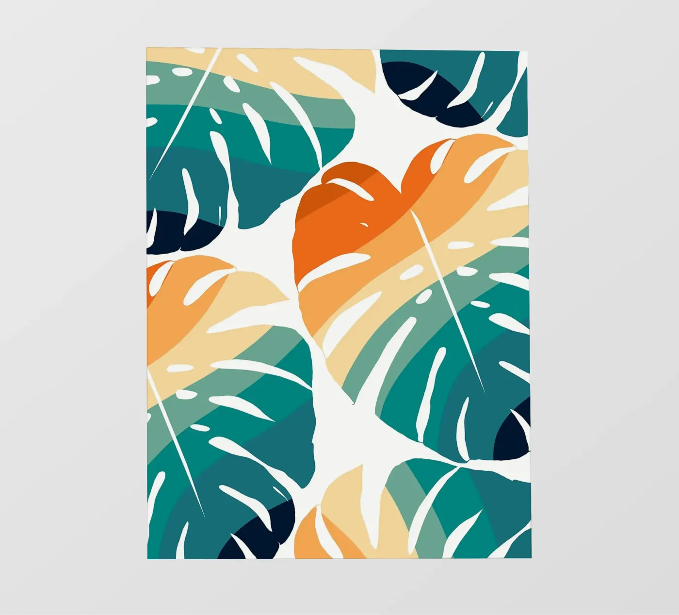 Monstera Retro Pattern fotobehang van BasicShopByBell