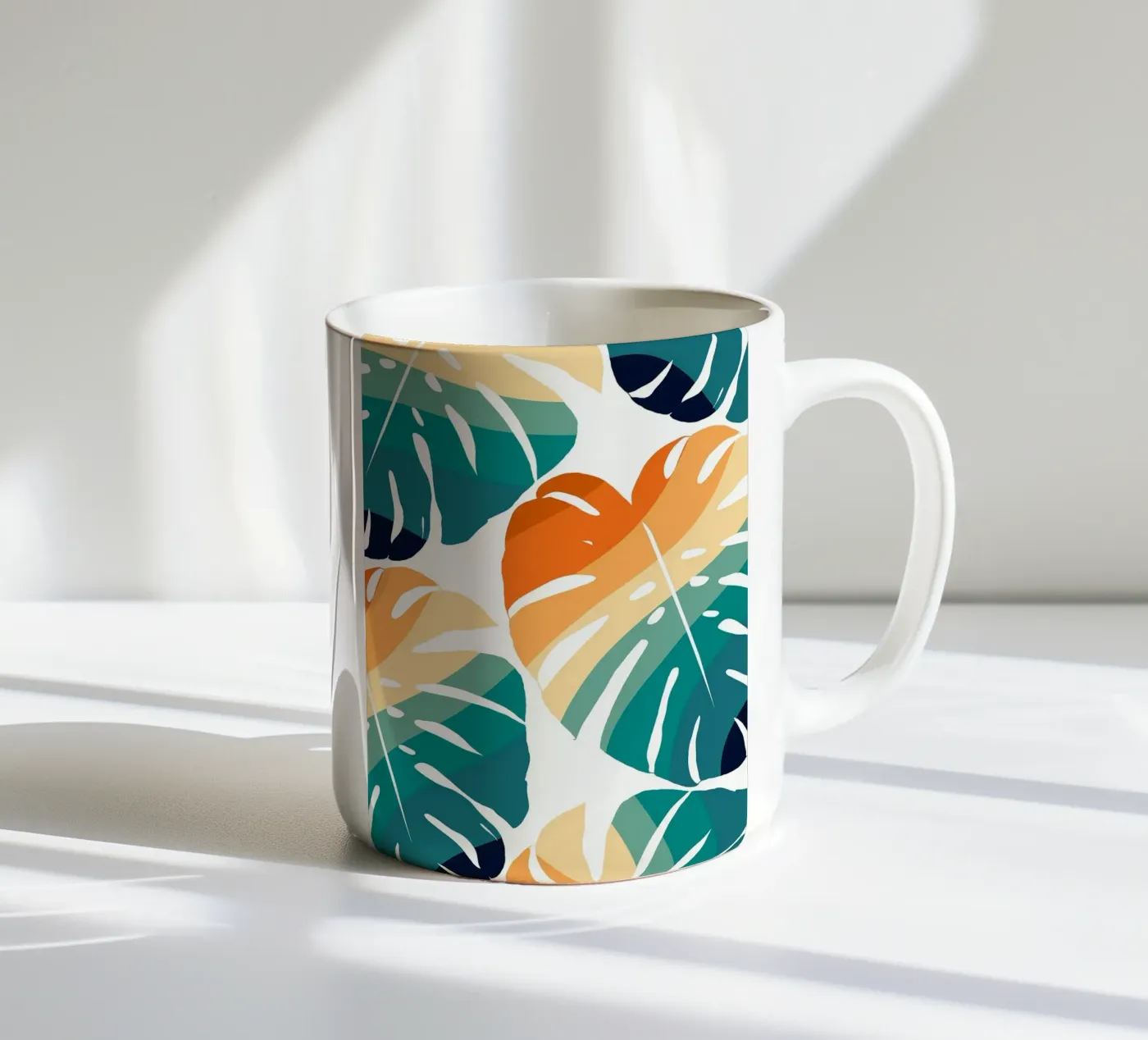 Monstera Retro Pattern ceramic mug by BasicShopByBell