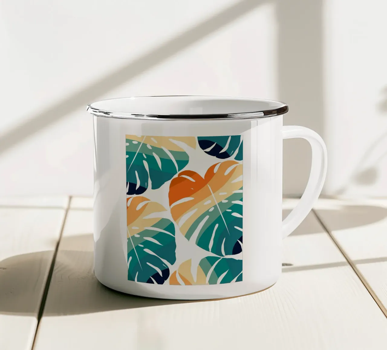 Monstera Retro Pattern tazza in smalto da BasicShopByBell