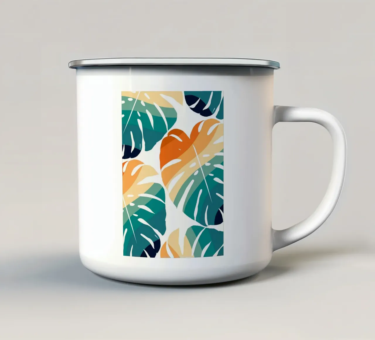 Monstera Retro Pattern tazza in smalto da BasicShopByBell