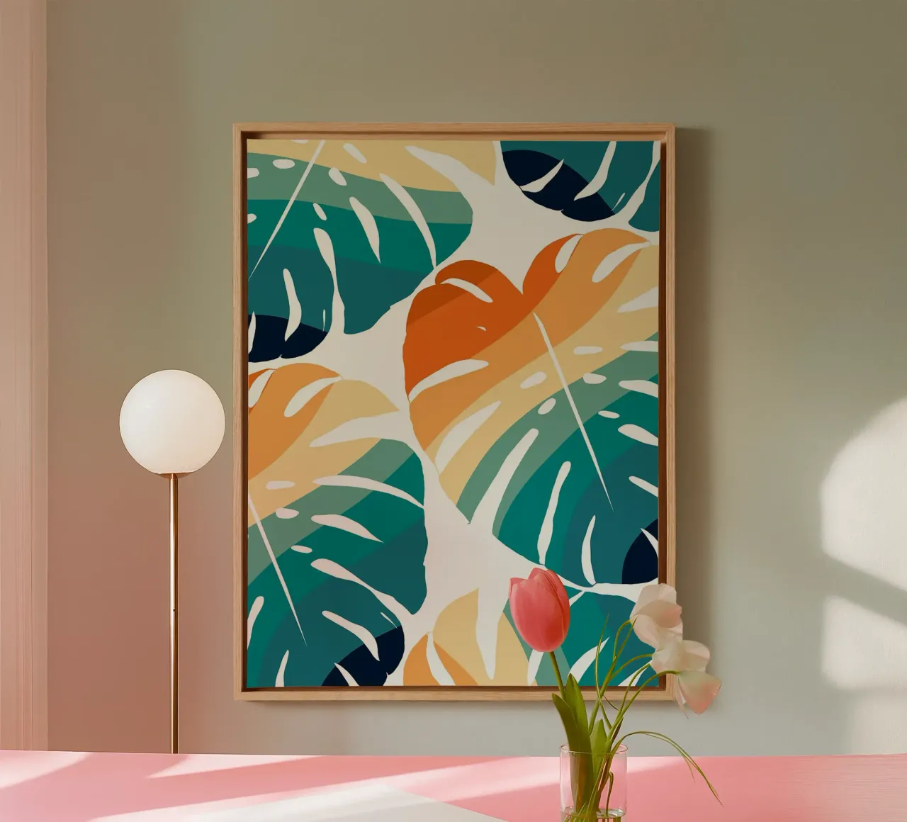 Monstera Retro Pattern tela da BasicShopByBell