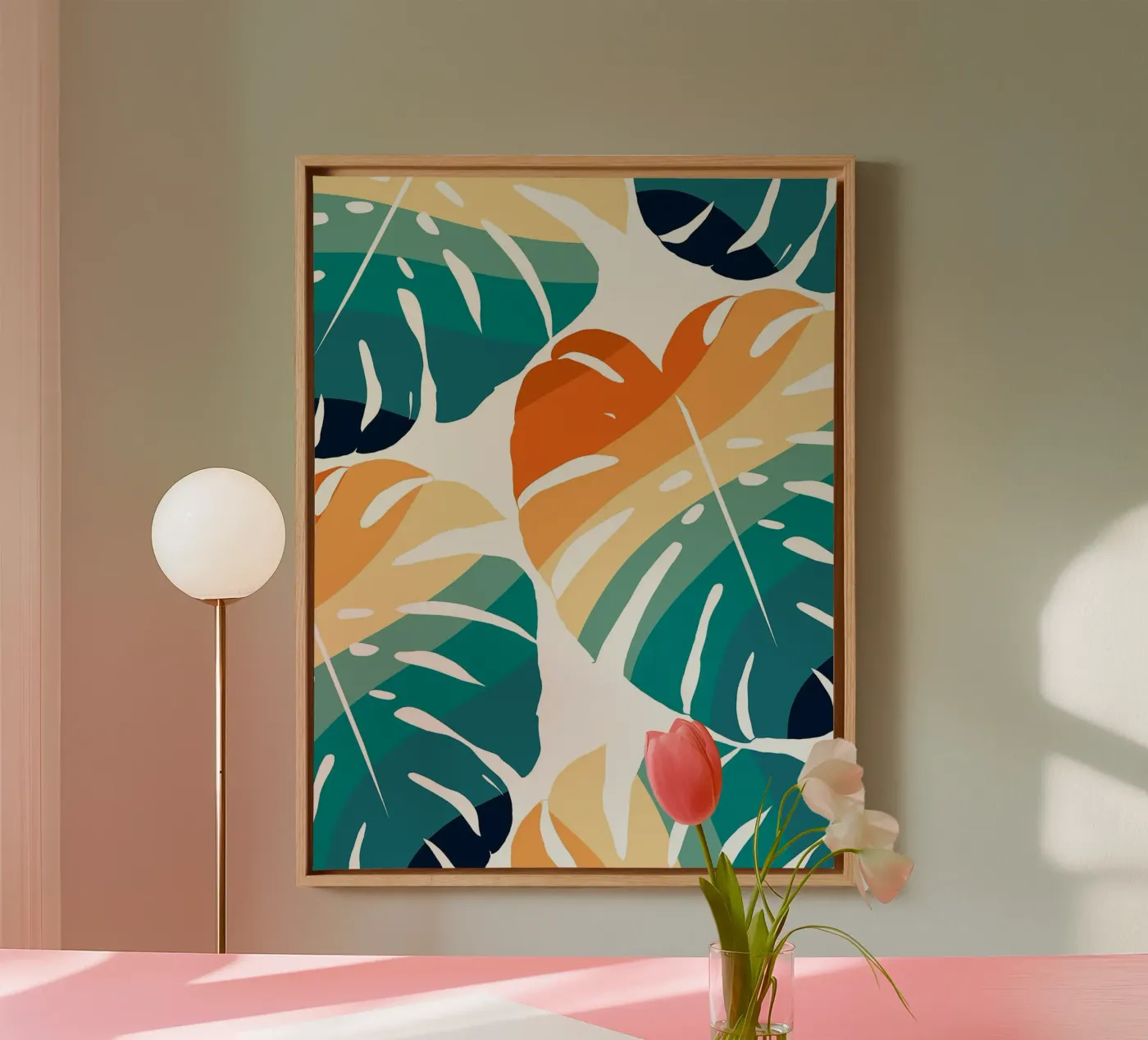 Monstera Retro Pattern tela da BasicShopByBell