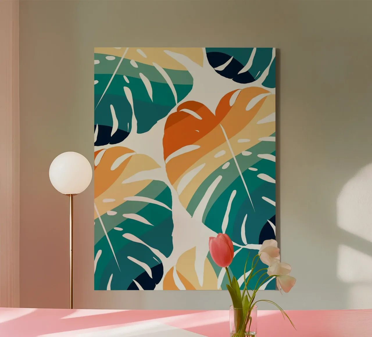 Monstera Retro Pattern tela da BasicShopByBell