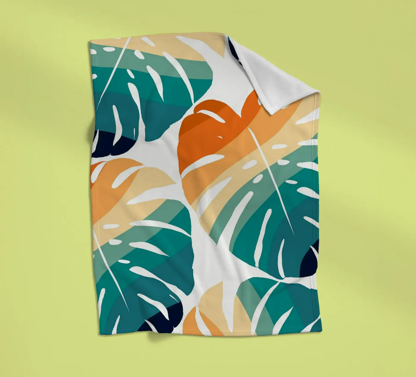 Monstera Retro Pattern Fleecedecke von BasicShopByBell