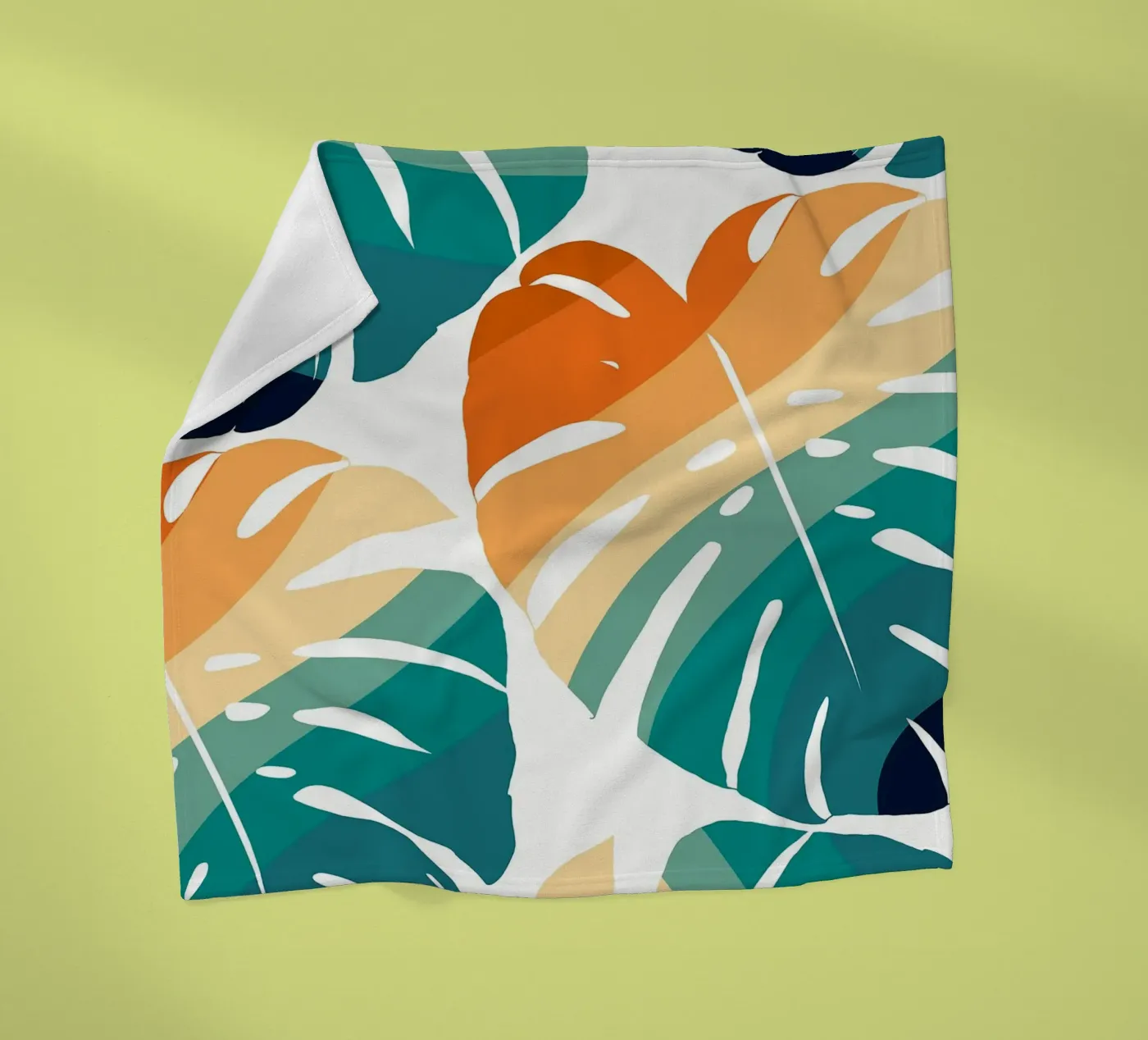 Monstera Retro Pattern Fleecedecke von BasicShopByBell
