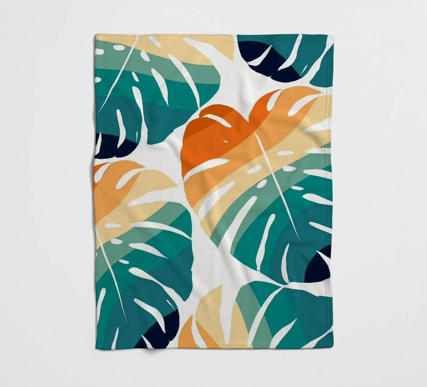 Monstera Retro Pattern Fleecedecke von BasicShopByBell