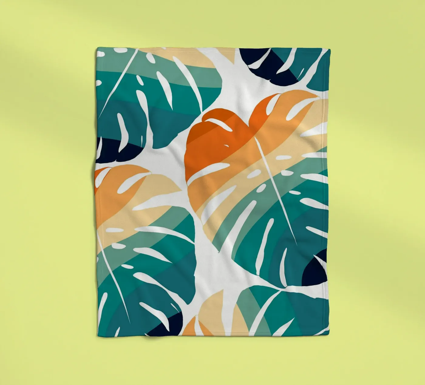Monstera Retro Pattern Fleecedecke von BasicShopByBell