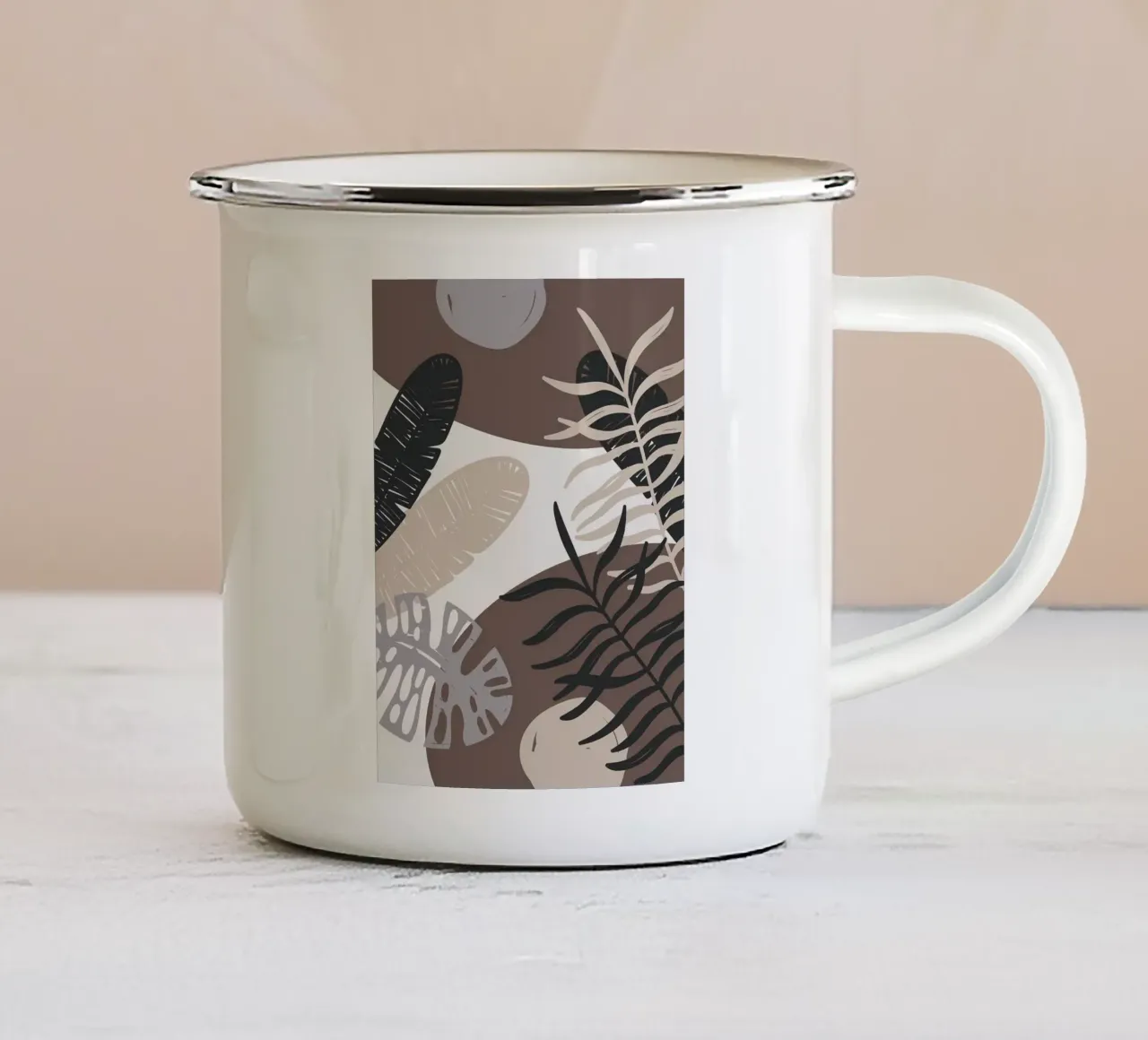 Foglie tropicali geometriche tazza in smalto da BasicShopByBell