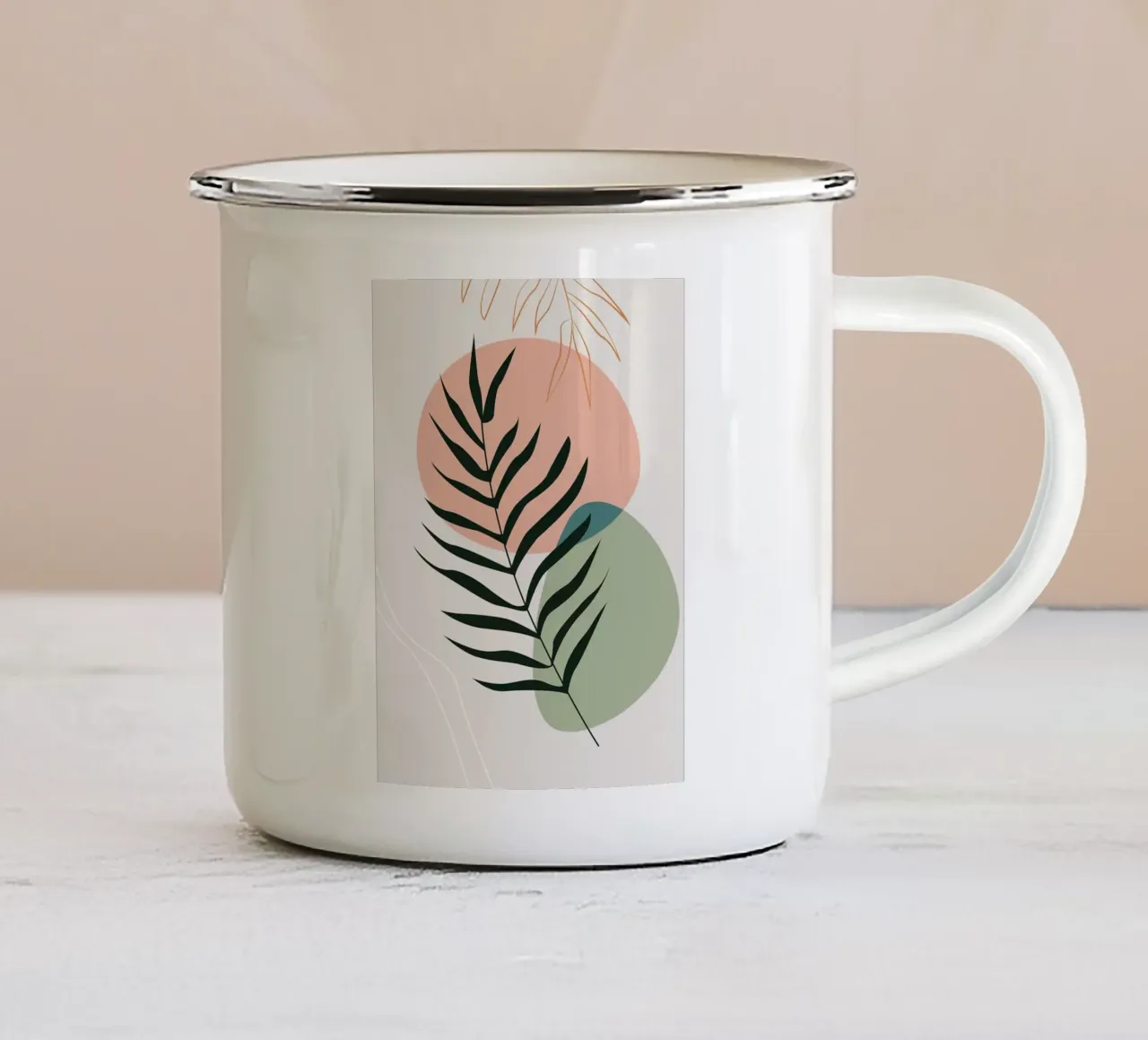 Elegant botanisch blad emaille mok van BasicShopByBell