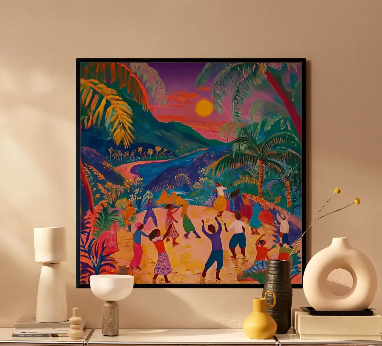 Paradise Dance poster con telaio in legno da NORDLICHT DESIGNS