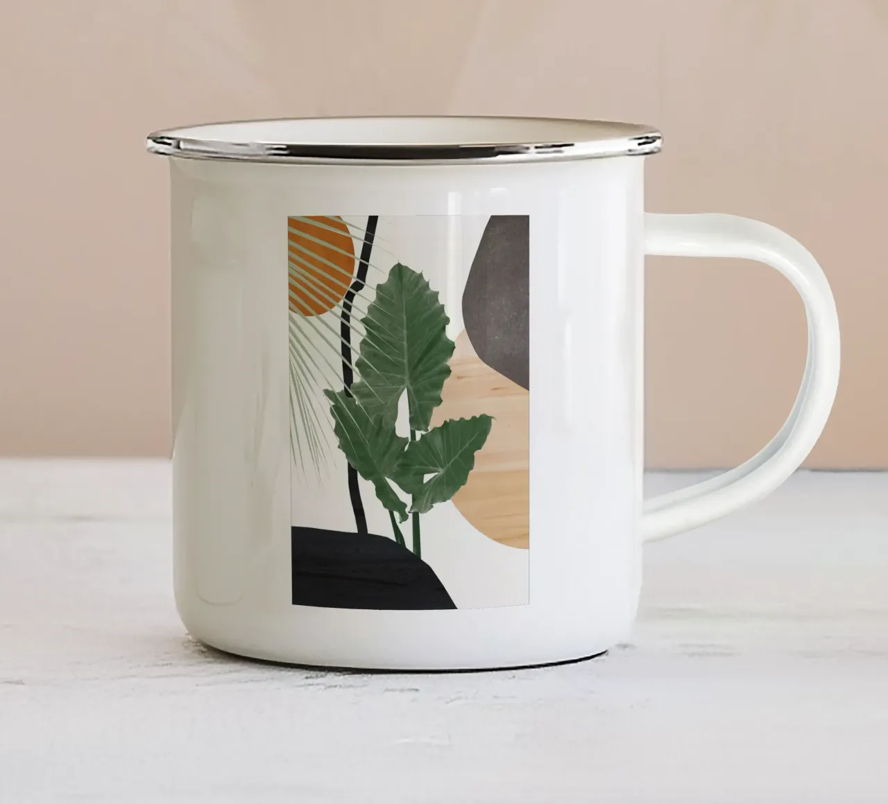 Foglie Finezza astratta tazza in smalto da BasicShopByBell