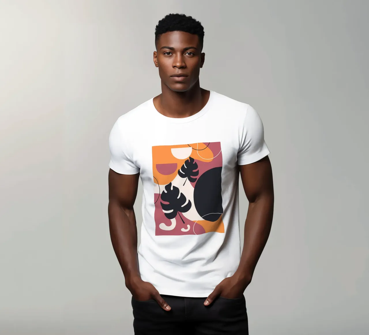 Forme di foglie di Monstera nera t-shirt da BasicShopByBell