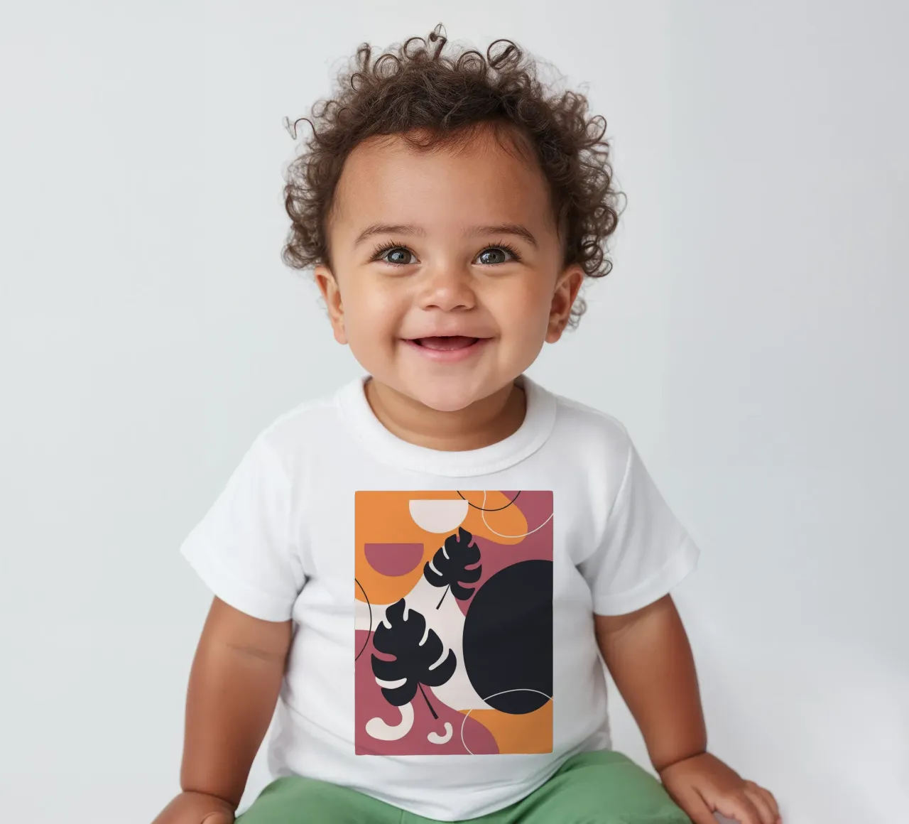 Forme di foglie di Monstera nera maglietta neonato da BasicShopByBell