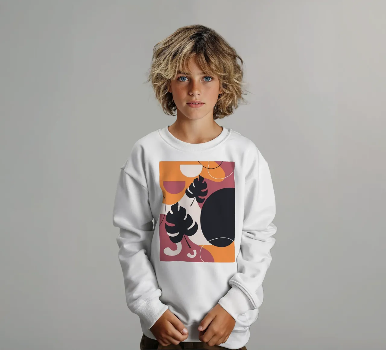 Forme di foglie di Monstera nera felpa bambino da BasicShopByBell