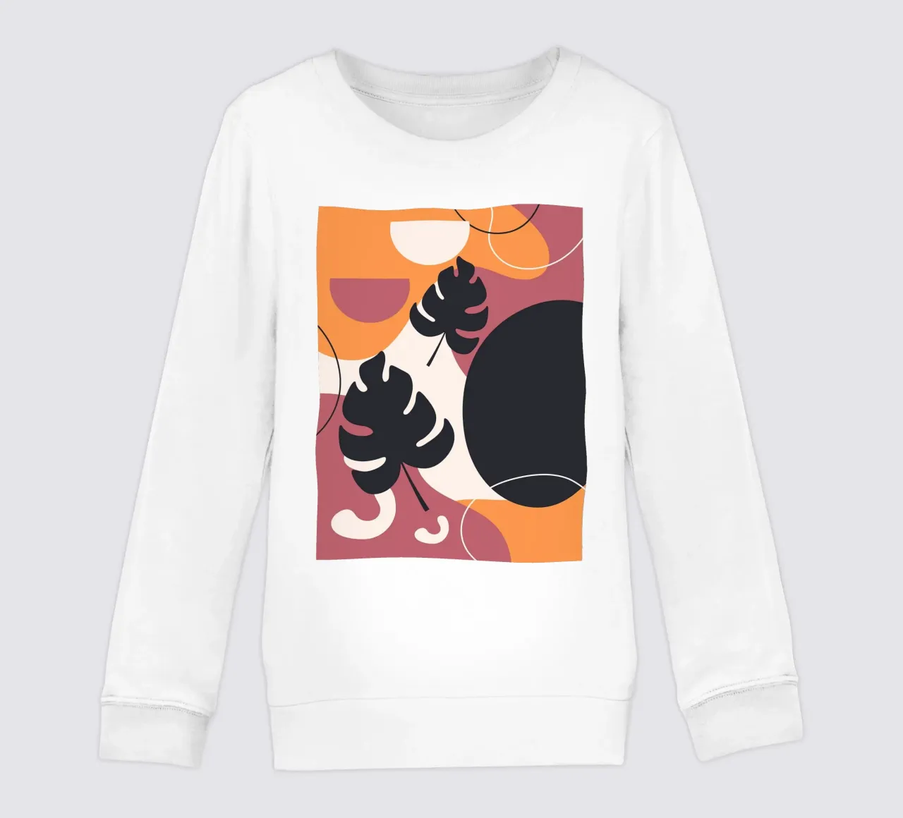 Forme di foglie di Monstera nera felpa bambino da BasicShopByBell