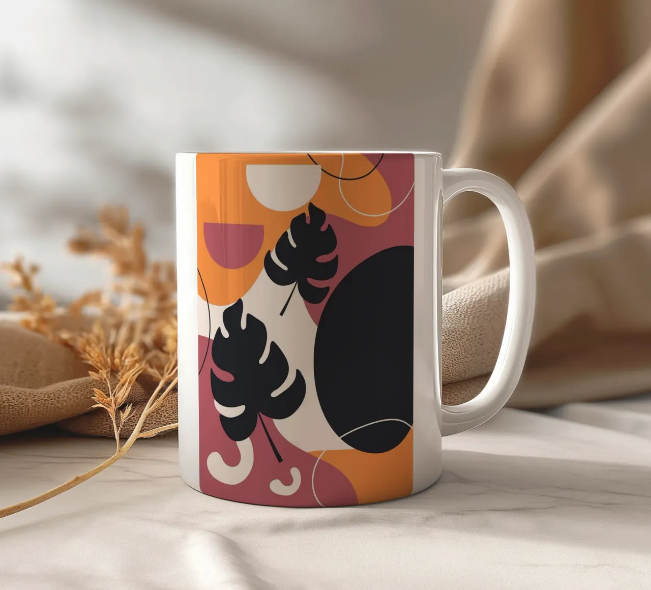 Forme di foglie di Monstera nera tazza in ceramica da BasicShopByBell