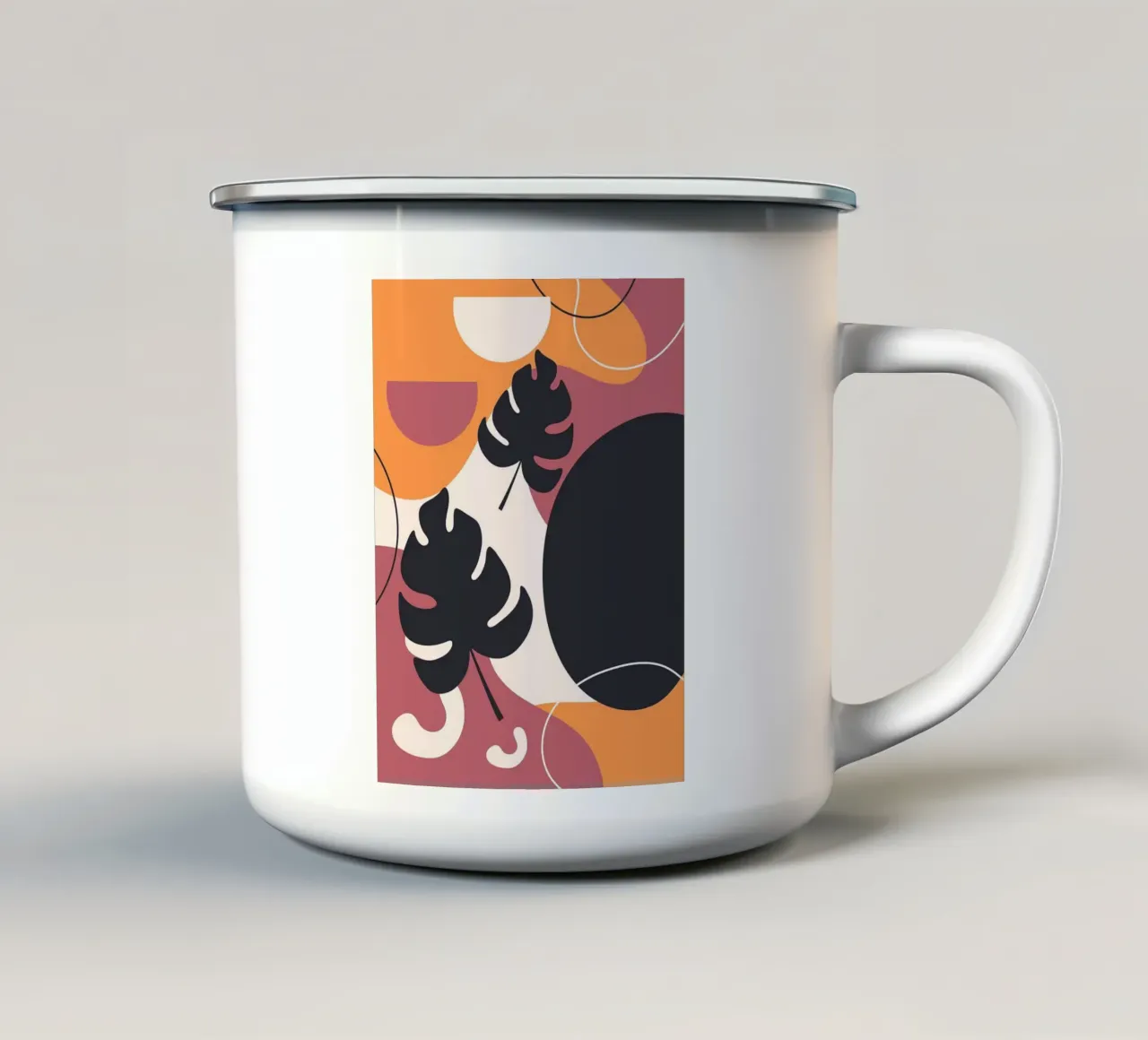 Forme di foglie di Monstera nera tazza in smalto da BasicShopByBell