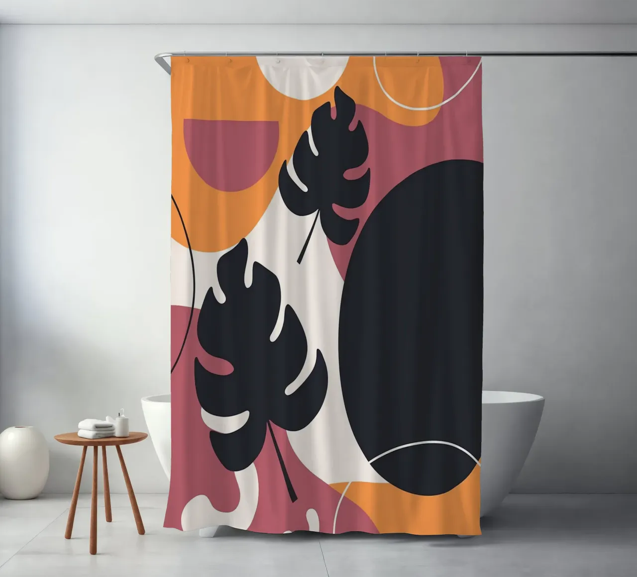Forme di foglie di Monstera nera tenda da doccia da BasicShopByBell