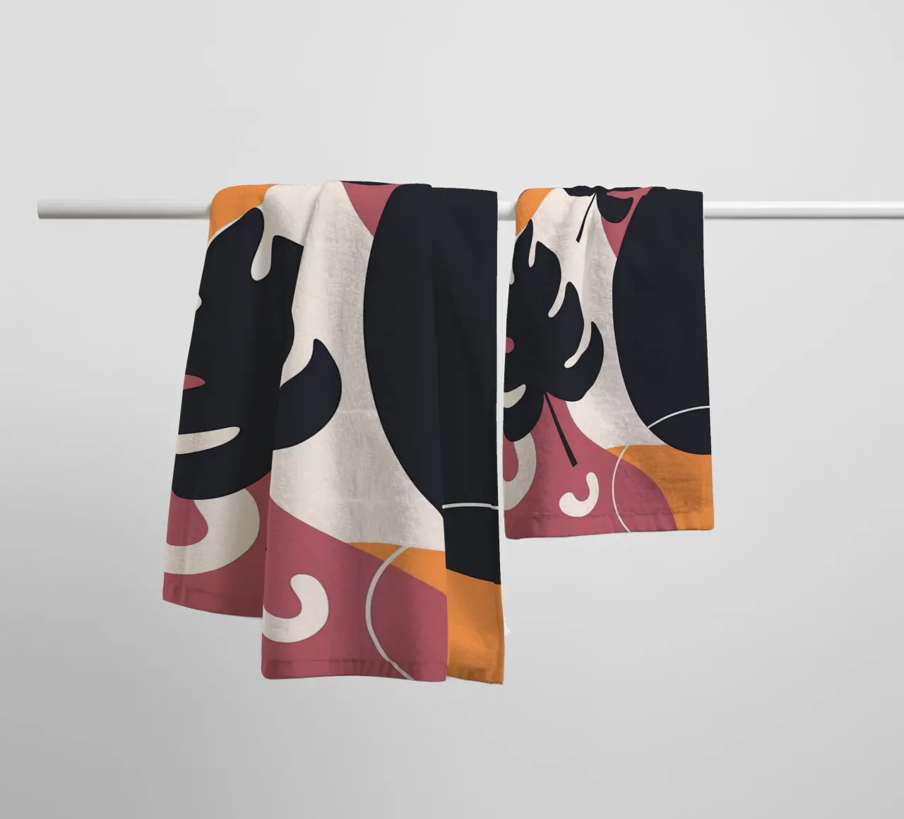 Forme di foglie di Monstera nera asciugamano da bagno da BasicShopByBell