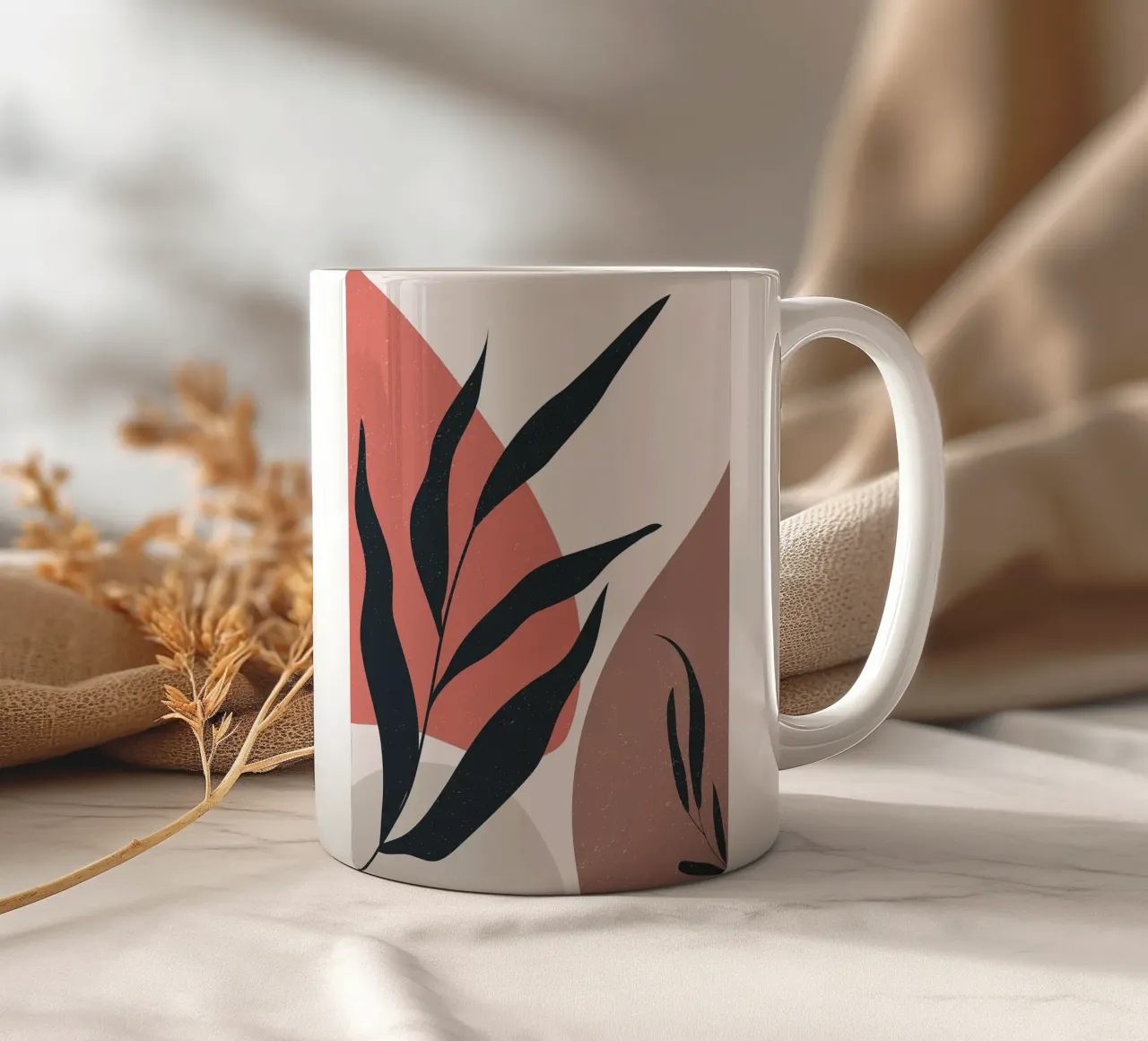 Arte bohémien con foglie floreali tazza in ceramica da BasicShopByBell