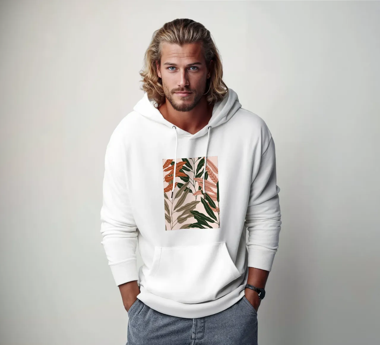 Foglie di foresta verde giungla felpa con cappuccio da BasicShopByBell