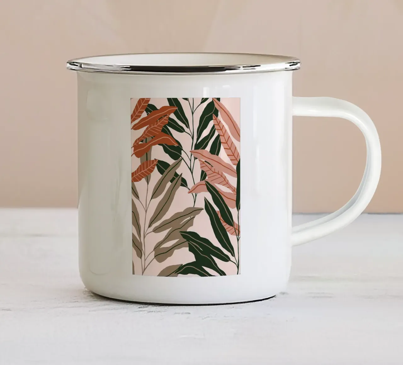 Foglie di foresta verde giungla tazza in smalto da BasicShopByBell