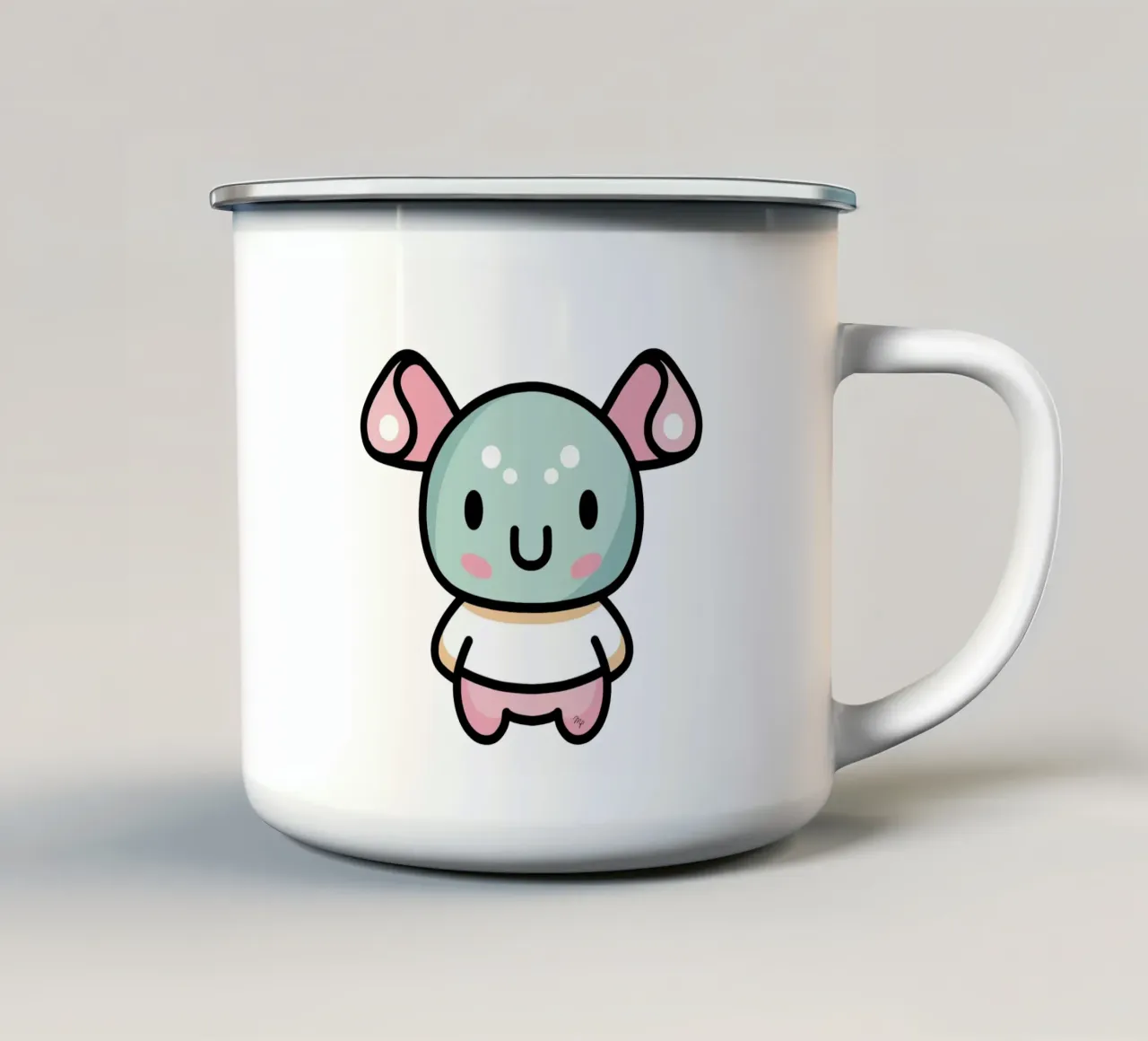 Simpatico personaggio alieno Kawai tazza in smalto da Martina