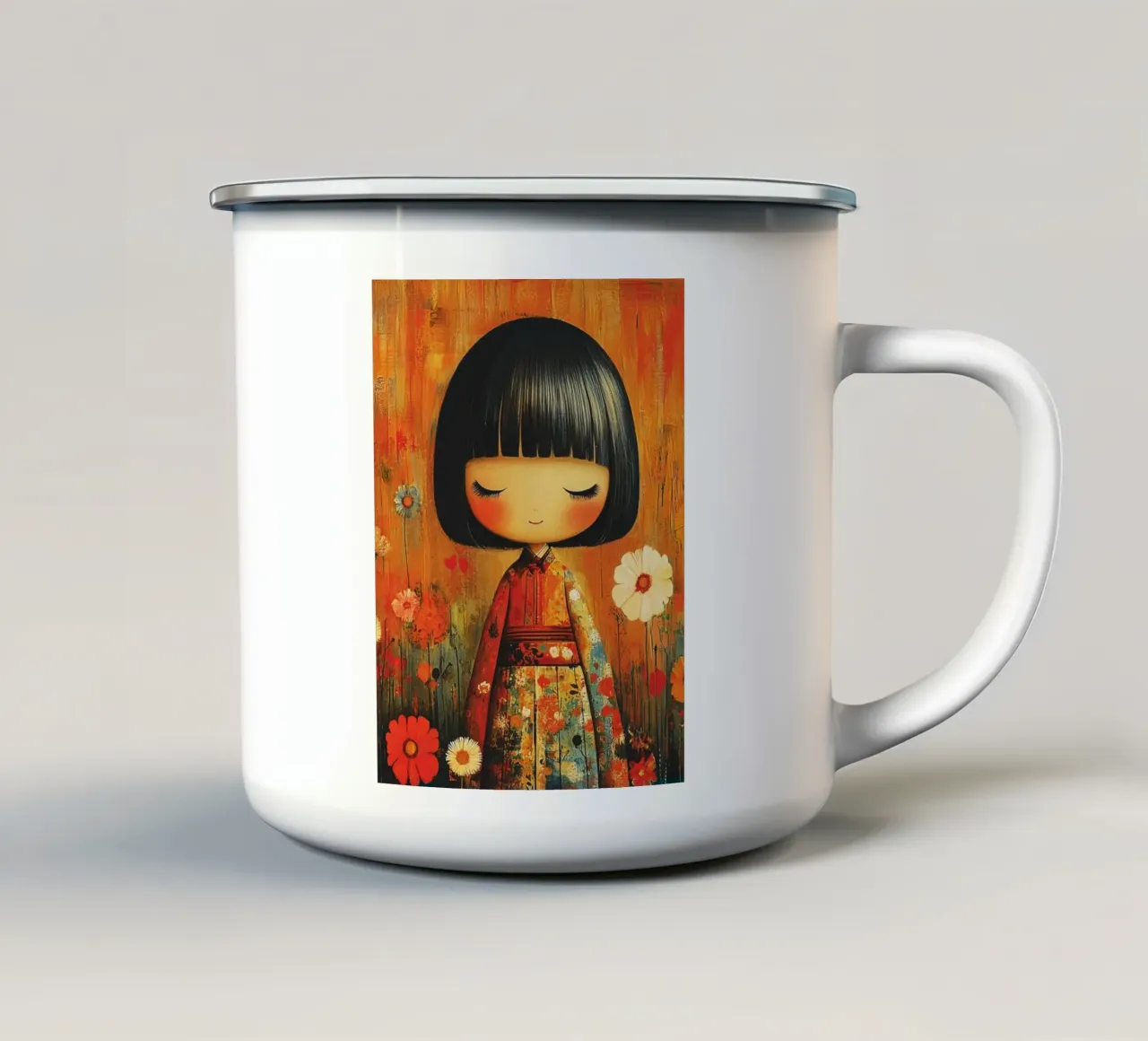 Kokeshi piccola tazza in smalto da Puschkinowa