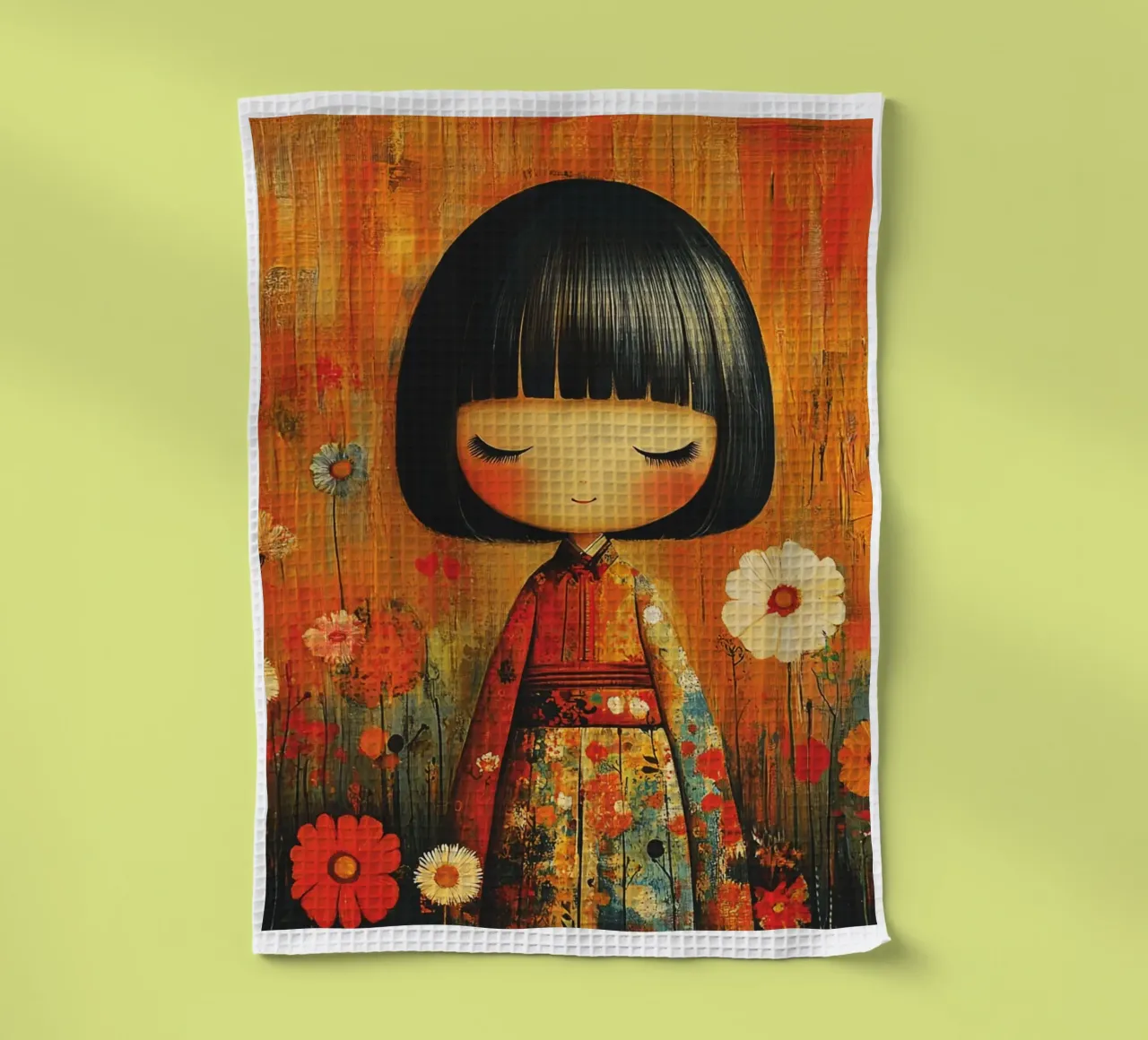 Kokeshi piccola canovaccio da cucina da Puschkinowa