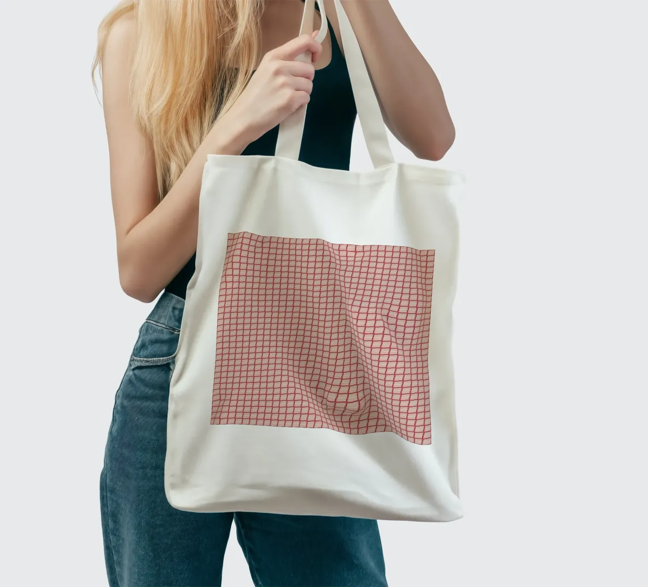 Modello di mattone rosso ripetuto borsa in juta da Life of Pie
