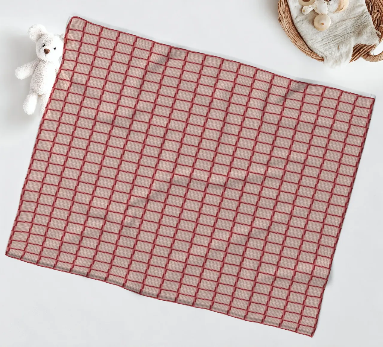 Repeating Red Brick Pattern fleece blanket by Life of Pie
