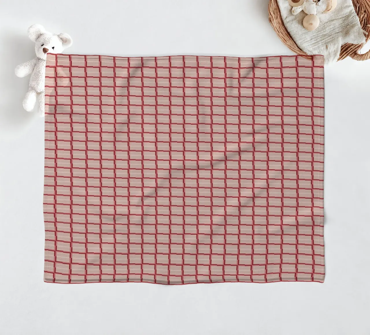 Repeating Red Brick Pattern fleece blanket by Life of Pie